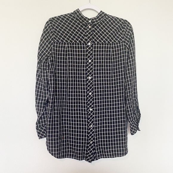 J. Jill Plaid Button Back Tunic Blouse Longline Windowpane Black/White Sz Small - Picture 5 of 9